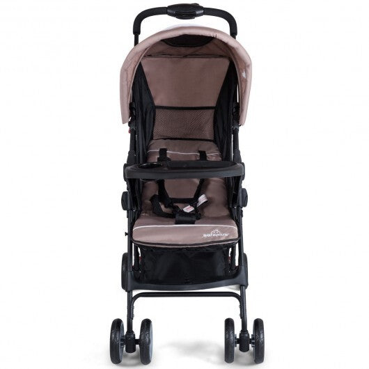 Toddler Travel Stroller for Airplane with Canopy and Adjustable Backrest-Black