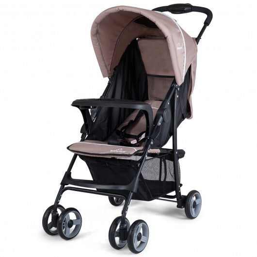 Toddler Travel Stroller for Airplane with Canopy and Adjustable Backrest-Black