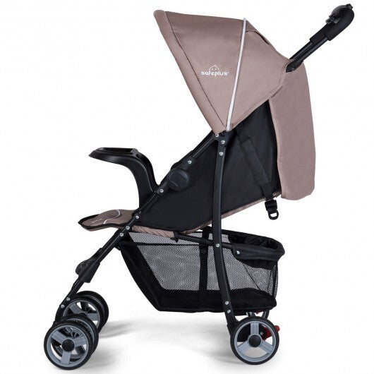Toddler Travel Stroller for Airplane with Canopy and Adjustable Backrest-Black