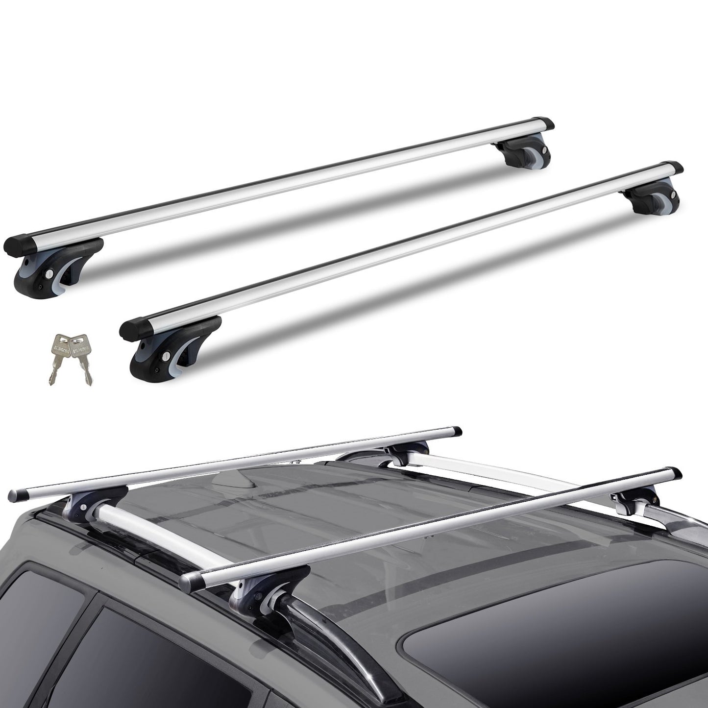 VEVOR Universal Roof Rack Cross Bars, 54" Aluminum Roof Rack Crossbars, Fit Existing Raised Side Rail with Gap, 200 lbs Load Capacity, Adjustable Crossbars with Locks, for SUVs, Sedans, and Vans - Luminous Bear Shop