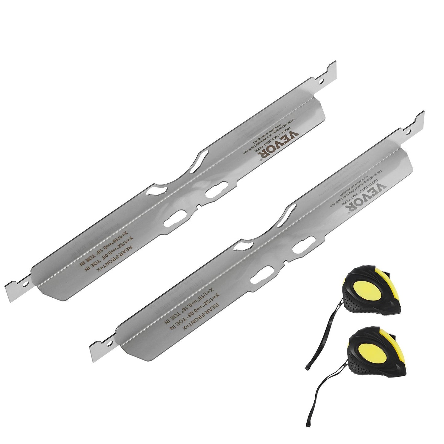 VEVOR Wheel Alignment Tool, 2-Pack Toe Alignment Toe Plates, Stainless Steel Wheel Alignment Tool Plate, Toe Angle Accurate Measurement, Includes 2 Measuring Tapes & Conversion Chart - Luminous Bear Shop