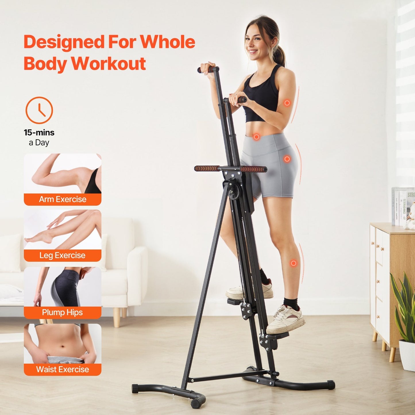Stair Stepper, Step Range Exercise Machine, Vertical Climber for Home Gym Exercise, Compact Folding Cardio Climber, Full-Body Workout Climber with Height Adjustable Handlebar, Non-Slip Pedal