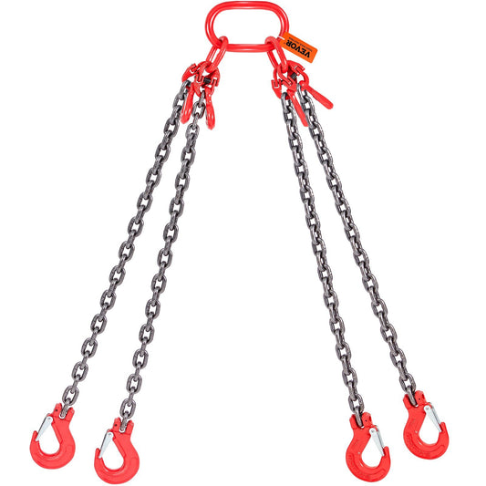 VEVOR Chain Sling, 11000 lbs Weight Capacity, 5/16'' x 5' G80 Lifting Chain with Grab Hooks, DOT Certified, Blackening Coating Manganese Steel & Adjustable Length, for Dock Factory Construction Site - Luminous Bear Shop