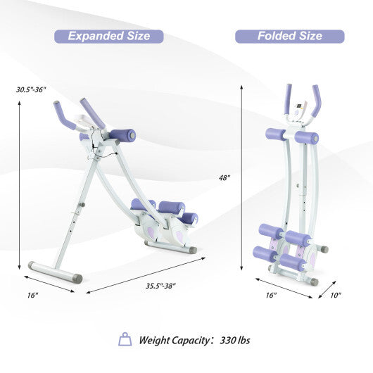 Ab Machine with LCD Monitor and 4 Adjustable Heights-Purple - Color: Purple