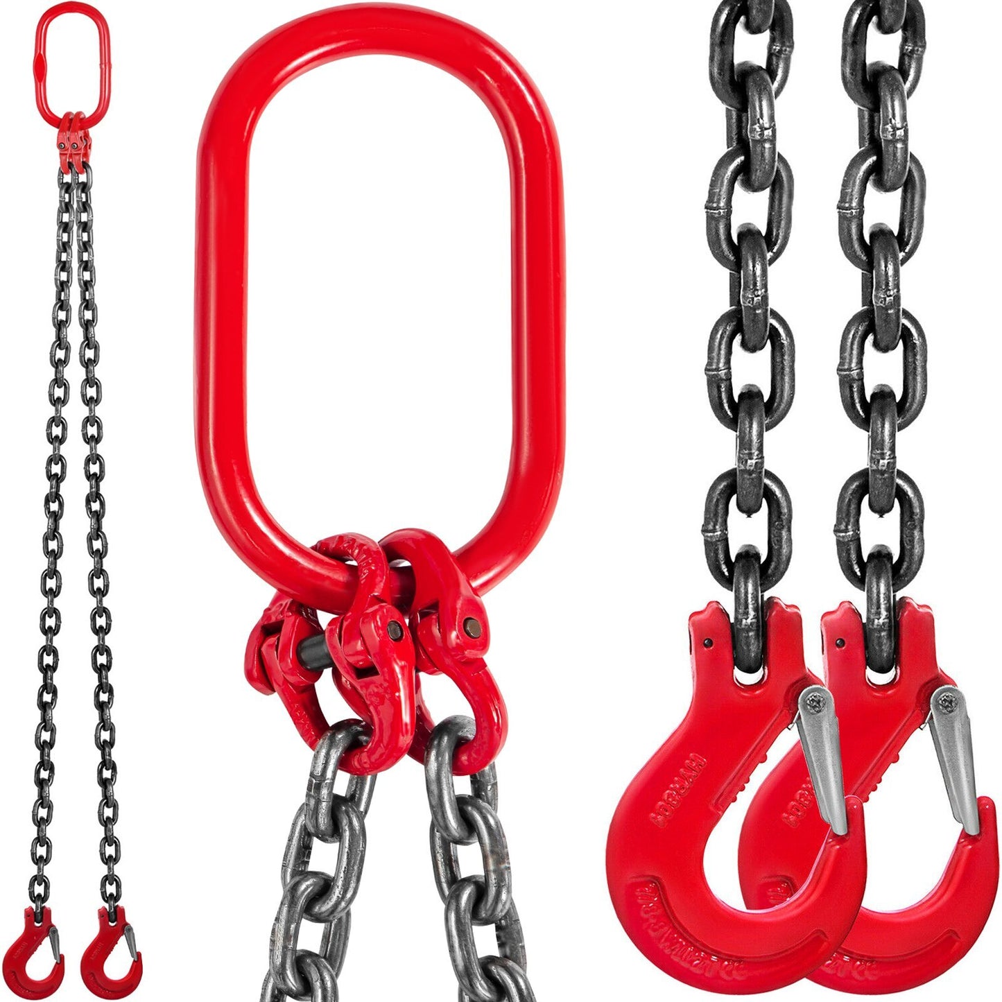 VEVOR 5FT Chain Sling 3/8" x 5' Double Leg with Grab Hooks Sling Chain 4T Capacity Double Leg Chain Sling Grade80(0.375In x 5Ft Double Leg Sling) - Luminous Bear Shop