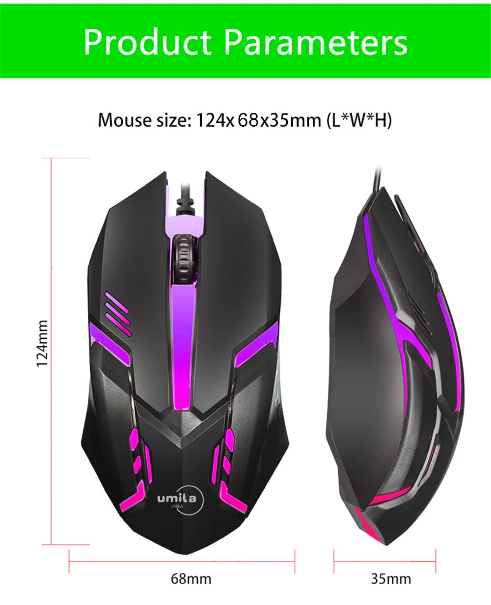 Set of 3 Ergonomic 2.4G Wired RGB Backlit USB Gaming Mouse Optical Sensor 3D Style Compatible Laptops Computer Accessories (Copy)