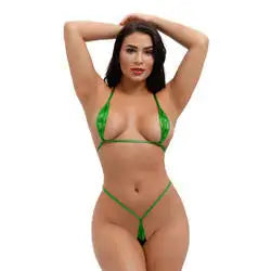 π₯ Plus Size Halter Thong Bikini β Patent Leather-Look Bronzing Swimsuit | Sexy String Biquini for Beach, Pool, or Nightclub