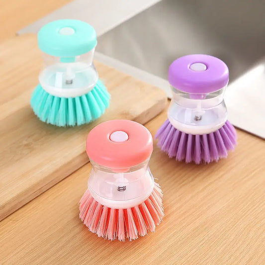 Set of 20 Kitchen Wash Pot Dish Brush Astronaut Washing Utensils With Automatic Soap Liquid Dispenser Household Cleaning Accessories Brush