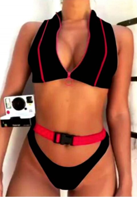 Sporty Zip Two Piece Swimsuit