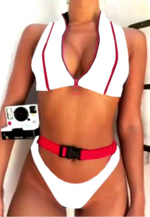 Sporty Zip Two Piece Swimsuit