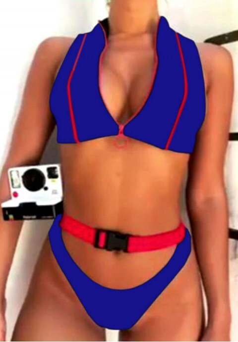 Sporty Zip Two Piece Swimsuit