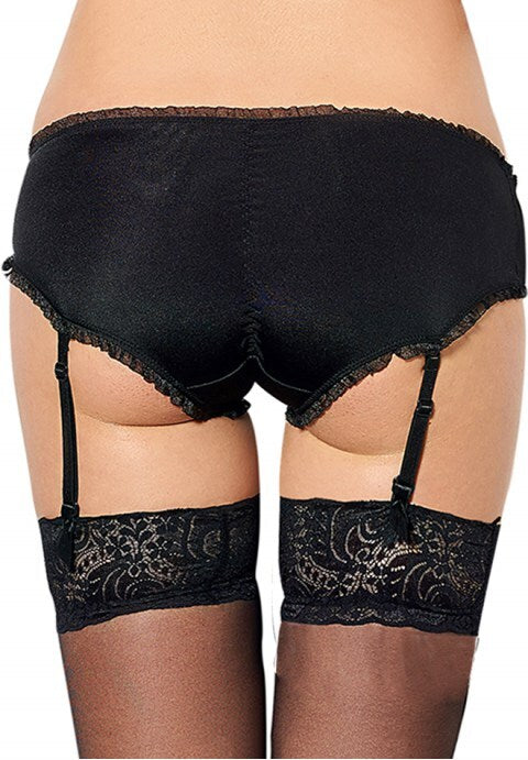 Plus Size Lace Trim Garter Panty