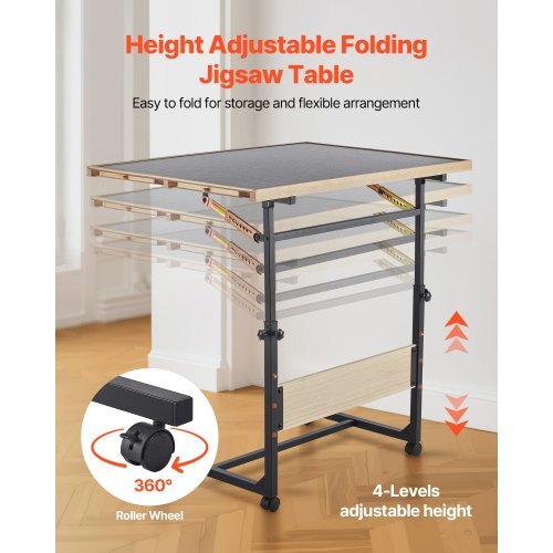 1500 Piece Puzzle Table with Legs, 4 Drawers and Cover, 34x25 in Portable Wooden Board with Wheels, Jigsaw Puzzle Accessories for Adults, Adjustable Height & 5-Tilting-Angle, Gift for Mom