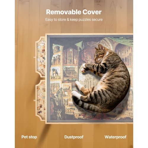 1500 Piece Puzzle Table with Legs, 4 Drawers and Cover, 34x25 in Portable Wooden Board with Wheels, Jigsaw Puzzle Accessories for Adults, Adjustable Height & 5-Tilting-Angle, Gift for Mom
