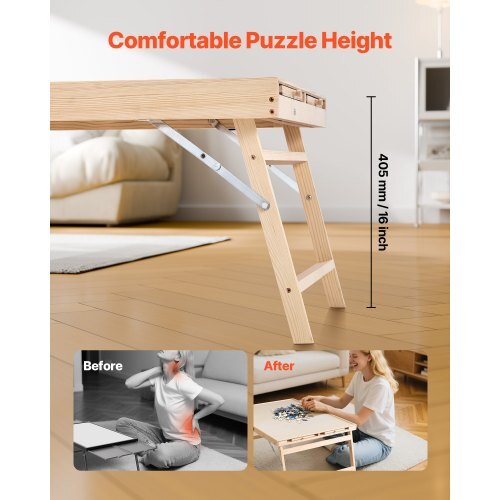 1500 Piece Puzzle Table with Folding Legs, 4 Drawers and Cover, 34x25 in Portable Wooden Board, Jigsaw Puzzle Accessories for Adults, Puzzle Organizer & Storage System, Birthday Gift for Mom