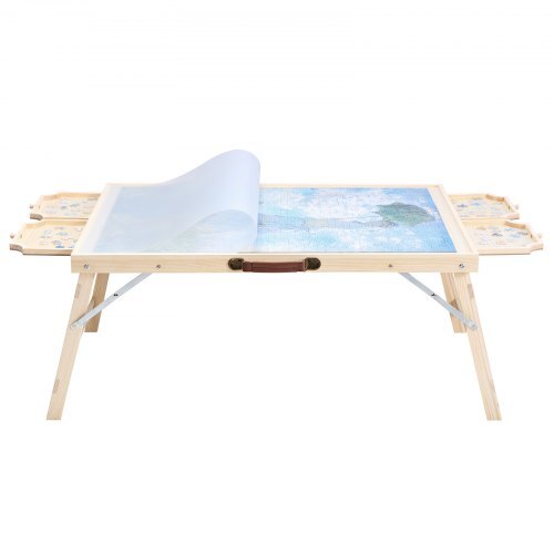 1500 Piece Puzzle Table with Folding Legs, 4 Drawers and Cover, 34x25 in Portable Wooden Board, Jigsaw Puzzle Accessories for Adults, Puzzle Organizer & Storage System, Birthday Gift for Mom