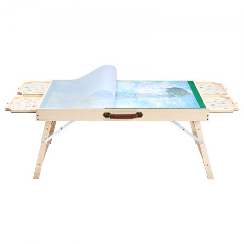 1500 Piece Puzzle Table with Folding Legs, 4 Drawers and Cover, 34x25 in Portable Wooden Board, Felt Surface Jigsaw Puzzle Accessories for Adults, Adjustable 6-Tilting-Angle, Gift for Mom