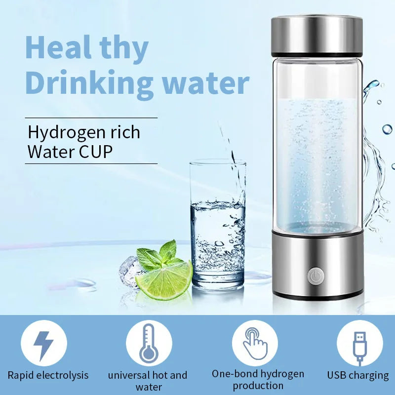 420ml Hydrogen-Rich Water Bottle – Portable Electric Hydrogen Generator with Titanium Filter | Antioxidant Ionizer for Health & Wellness