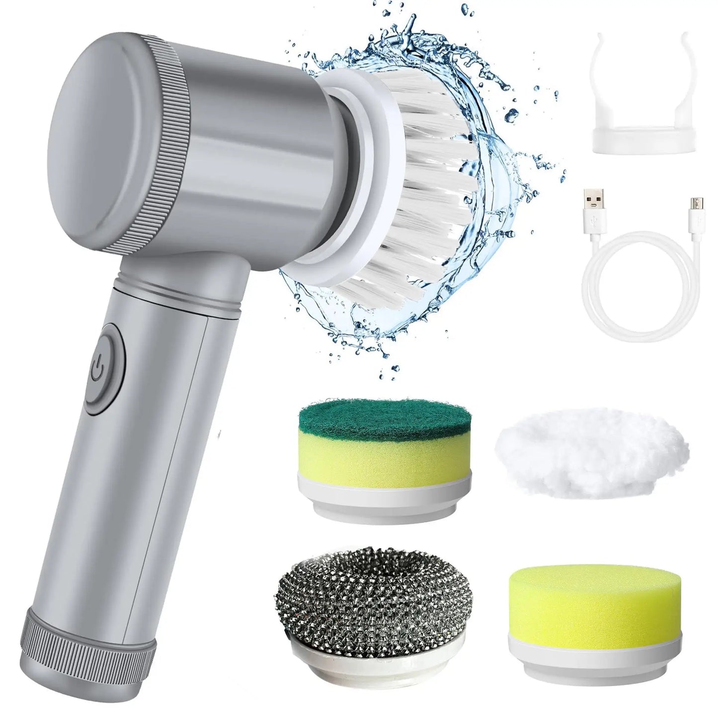 π§½ Rechargeable Electric Cleaning Brush β Cordless Spin Scrubber with Replaceable Brush Heads for Bathroom, Kitchen, and Multi-Surface Cleaning