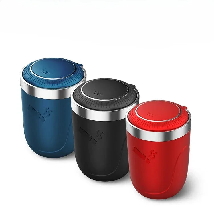 π Car Ashtray with Lid β Smell-Proof Portable Ashtray Cup with Blue LED Light & Fireproof Shell | One-Touch Open Auto Accessory