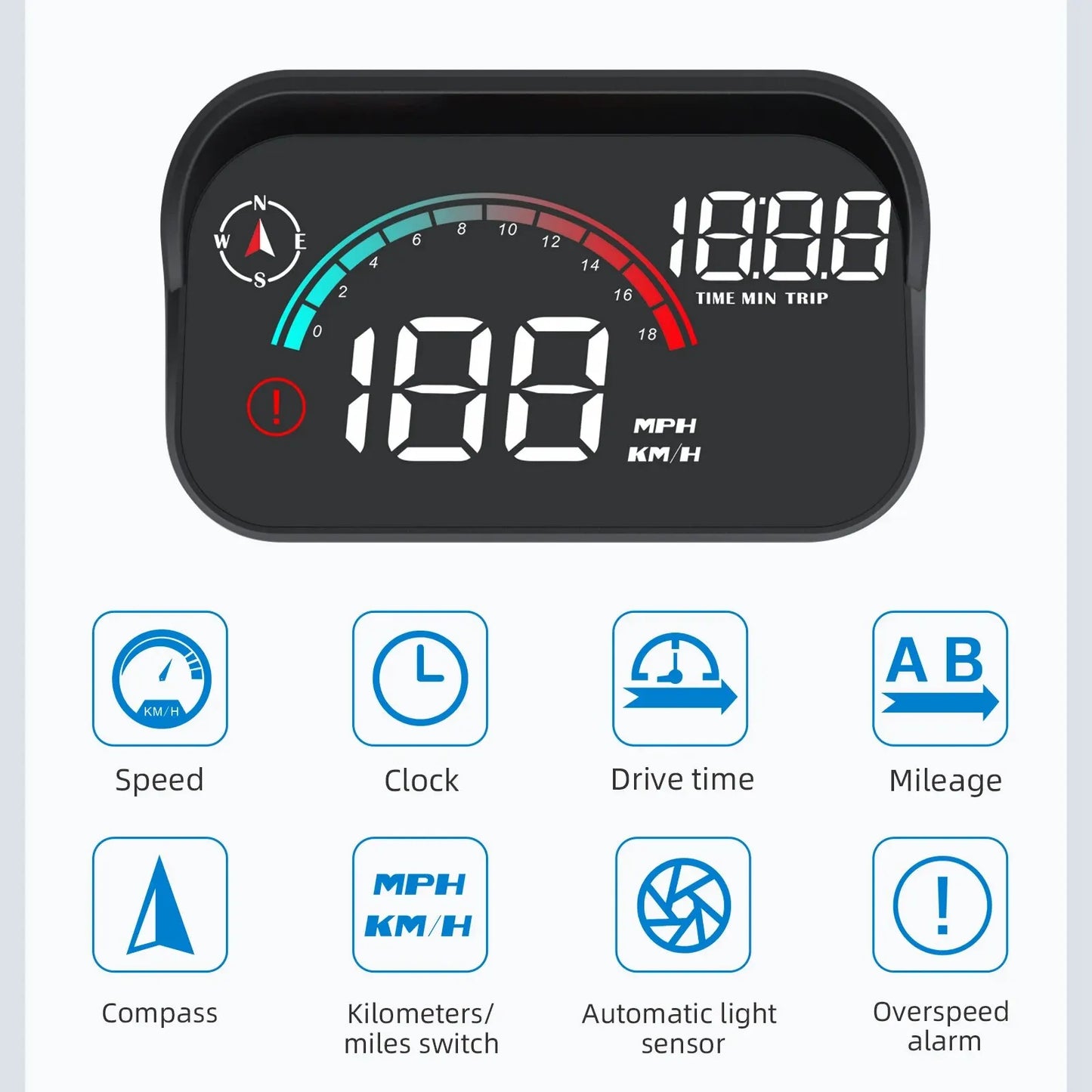 π M22 Universal GPS HUD Speedometer β 3.5" Head-Up Display with MPH/KMH Projection, Dual GPS+Beidou Chip, Overspeed Alarm & Compass for All Vehicles