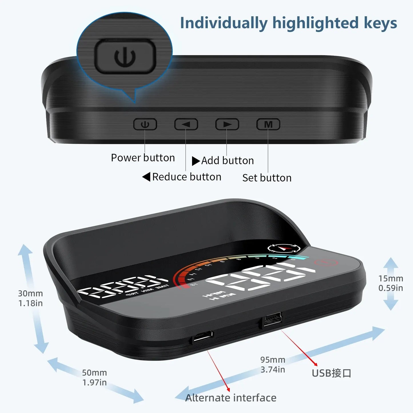 π M22 Universal GPS HUD Speedometer β 3.5" Head-Up Display with MPH/KMH Projection, Dual GPS+Beidou Chip, Overspeed Alarm & Compass for All Vehicles