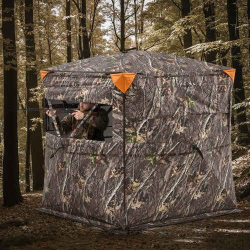 VEVOR Hunting Blind, 2-3 Person See Through Ground Blinds with Carrying Bag, 360 Degree Portable Camouflage Tent, Durable Concealed Shelter with Silent Side Door and Window, for Turkey and Deer