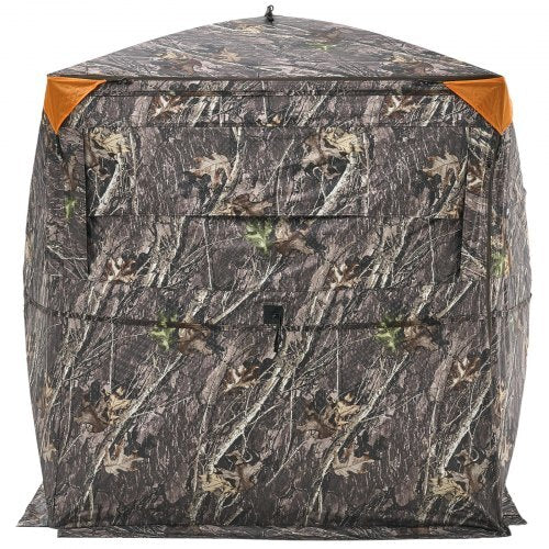 VEVOR Hunting Blind, 2-3 Person See Through Ground Blinds with Carrying Bag, 360 Degree Portable Camouflage Tent, Durable Concealed Shelter with Silent Side Door and Window, for Turkey and Deer