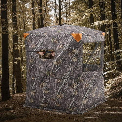 VEVOR Hunting Blind, 2-3 Person Thermal Ground Blinds with Tri-Leg Chair and Carrying Bag, Portable Camouflage Tent, Durable Concealed Shelter with Silent Zipper Door and Window, for Turkey Deer