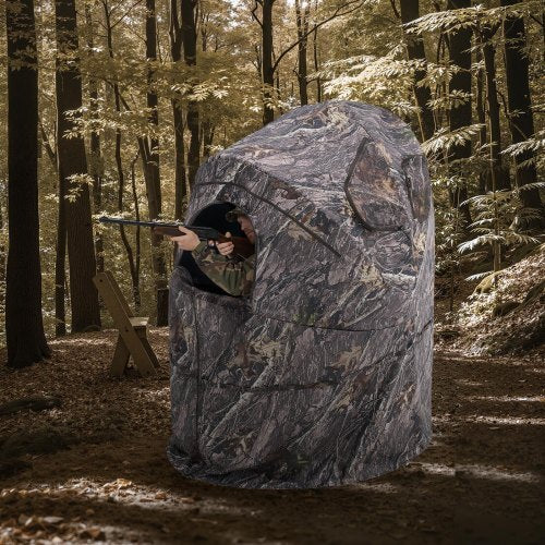 VEVOR Hunting Blind, Single Person Ground Blinds with Carrying Bag, Portable Camouflage Tent, Reinforced Durable Concealed Shelter with Silent Zipper Door and Window, for Turkey and Deer