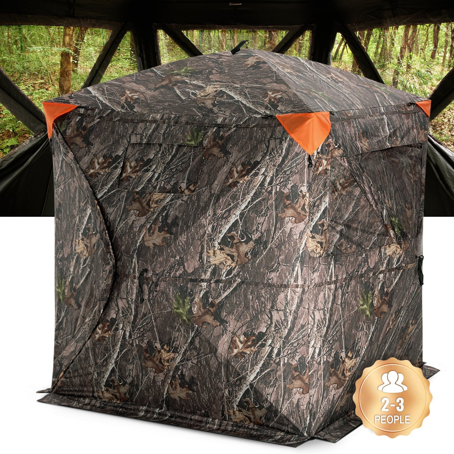 VEVOR Hunting Blind, 270? See Through Ground Blind, 2-3 Person Pop Up Deer Blind for Hunting with Carrying Bag, Portable Resilient Hunting Tent, 3 Horizontal Windows for Turkey and Deer Hunting