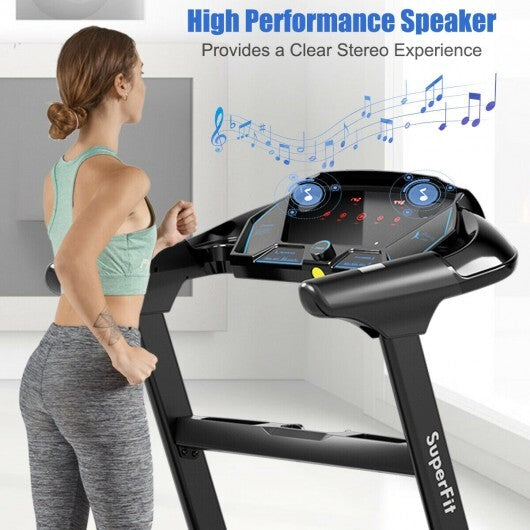2.25HP Folding Treadmill with Bluetooth Speaker-Black - Color: Black