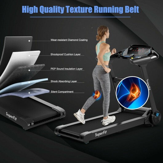 2.25HP Folding Treadmill with Bluetooth Speaker-Black - Color: Black