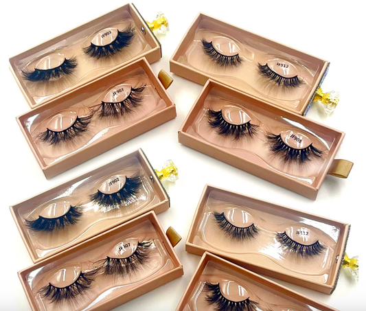 Fake Mink Eye Lash with Custom Eyelash Box 3D  Fluffy Mink Eyelash Full Strip Eye Lashes with applicator