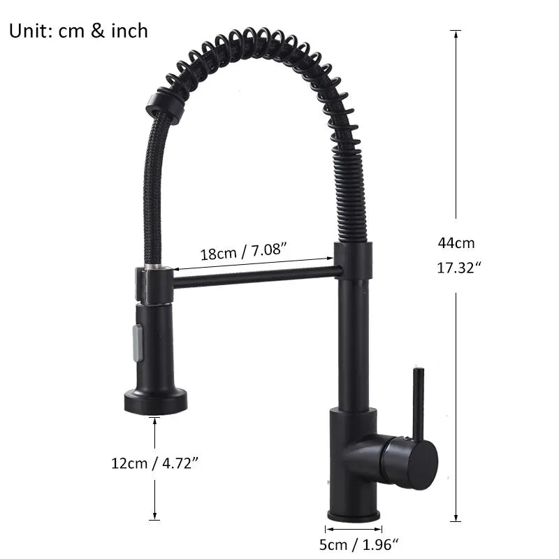 π° Pull-Down Kitchen Faucet β Matte Black Brass Spring Faucet with Dual Mode Nozzle | Hot & Cold Mixer Tap for Single-Hole Sink Installation