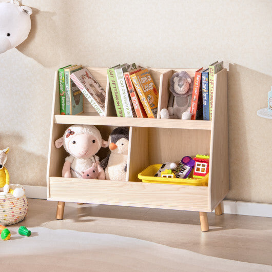 5-Cube Kids Bookshelf and Toy Organizer with Anti-Tipping Kits-Oak - Color: Oak