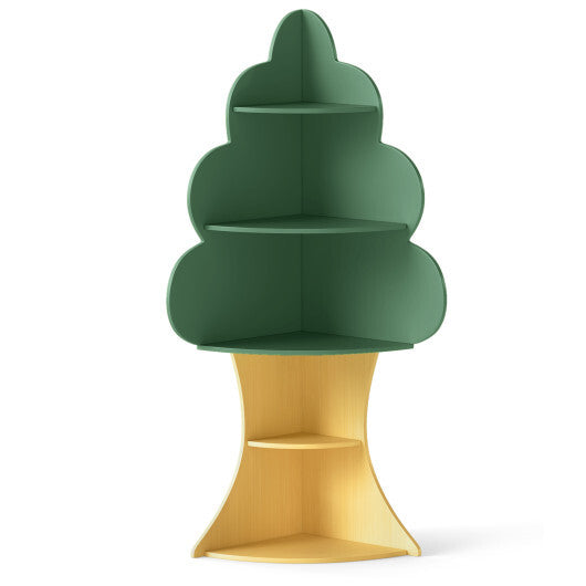5-Tier Children Book Display Rack with Anti-toppling System-Green - Color: Green