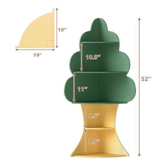 5-Tier Children Book Display Rack with Anti-toppling System-Green - Color: Green