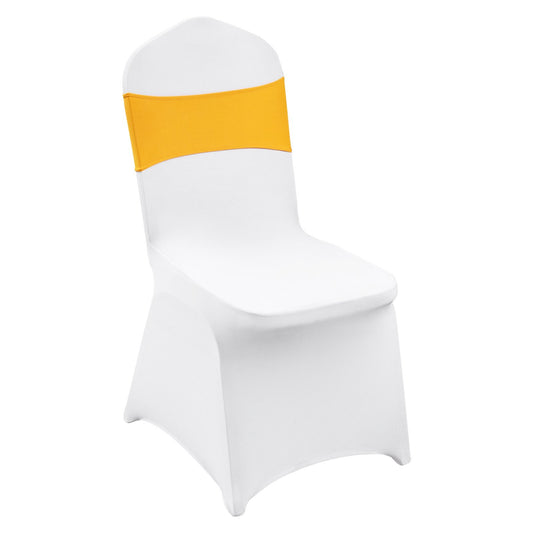 VEVOR Stretch Spandex Folding Chair Covers, Universal Fitted Chair Cover with Chair Sashes, Removable Washable Protective Slipcovers, for Wedding, Holiday, Banquet, Party, Dining (30 Set Gold & White) - Luminous Bear Shop