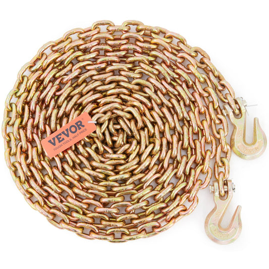 VEVOR Transport Binder Chain, 4900 lbs Working Load Limit, 5/16'' x 20' G80 Tow Chain Tie Down with Grab Hooks, DOT Certified, Galvanized Coating Manganese Steel for Dock Factory Construction Site - Luminous Bear Shop