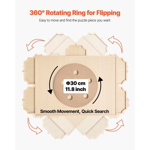 1000 Piece Rotating Puzzle Board with 5 Drawers and Cover, 29x21 in Portable Wooden Table, Jigsaw Puzzle Accessories for Adults, Puzzles Organizer Storage System, Birthday Gift for Mom
