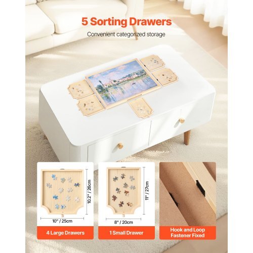 1000 Piece Rotating Puzzle Board with 5 Drawers and Cover, 29x21 in Portable Wooden Table, Jigsaw Puzzle Accessories for Adults, Puzzles Organizer Storage System, Birthday Gift for Mom