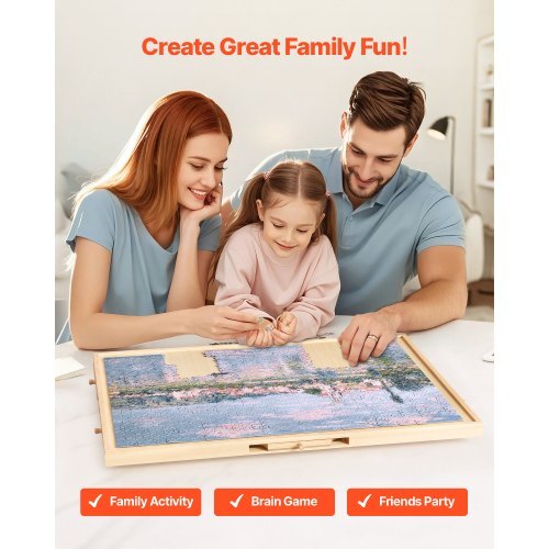 1000 Piece Rotating Puzzle Board with 5 Drawers and Cover, 29x21 in Portable Wooden Table, Jigsaw Puzzle Accessories for Adults, Puzzles Organizer Storage System, Birthday Gift for Mom