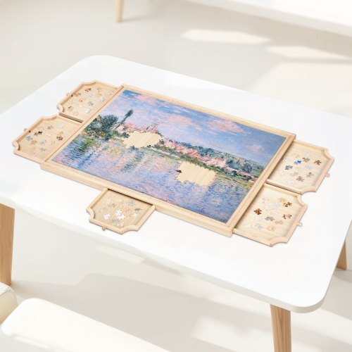 1000 Piece Rotating Puzzle Board with 5 Drawers and Cover, 29x21 in Portable Wooden Table, Jigsaw Puzzle Accessories for Adults, Puzzles Organizer Storage System, Birthday Gift for Mom