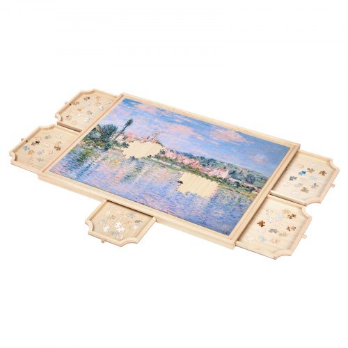 1000 Piece Rotating Puzzle Board with 5 Drawers and Cover, 29x21 in Portable Wooden Table, Jigsaw Puzzle Accessories for Adults, Puzzles Organizer Storage System, Birthday Gift for Mom
