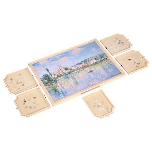 1000 Piece Rotating Puzzle Board with 5 Drawers and Cover, 29x21 in Portable Wooden Table, Jigsaw Puzzle Accessories for Adults, Puzzles Organizer Storage System, Birthday Gift for Mom