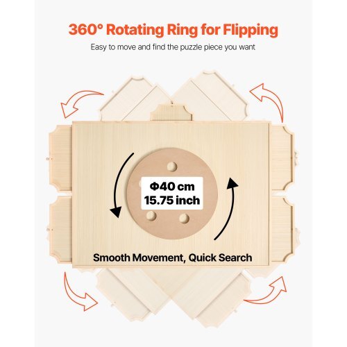 1500 Piece Rotating Puzzle Board with 5 Drawers and Cover, 34x25 inch in Portable Wooden Table, Jigsaw Puzzle Accessories for Adults, Puzzles Organizer Storage System, Birthday Gift for Mom