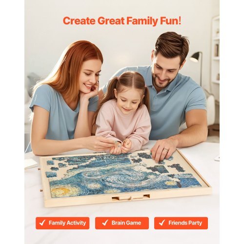 1500 Piece Rotating Puzzle Board with 5 Drawers and Cover, 34x25 inch in Portable Wooden Table, Jigsaw Puzzle Accessories for Adults, Puzzles Organizer Storage System, Birthday Gift for Mom