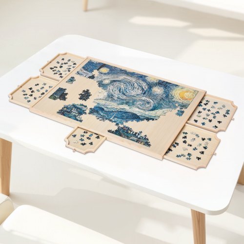1500 Piece Rotating Puzzle Board with 5 Drawers and Cover, 34x25 inch in Portable Wooden Table, Jigsaw Puzzle Accessories for Adults, Puzzles Organizer Storage System, Birthday Gift for Mom