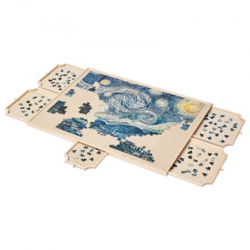 1500 Piece Rotating Puzzle Board with 5 Drawers and Cover, 34x25 inch in Portable Wooden Table, Jigsaw Puzzle Accessories for Adults, Puzzles Organizer Storage System, Birthday Gift for Mom